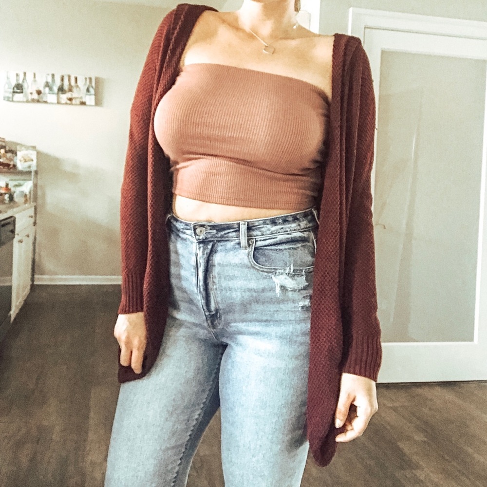 🌟$10 SALE🌟 Maroon Hooded American Eagle Cardigan